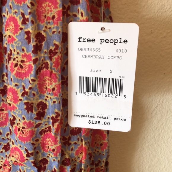 Free People mini Dress Chambray combo Size Small-New - Picture 5 of 12